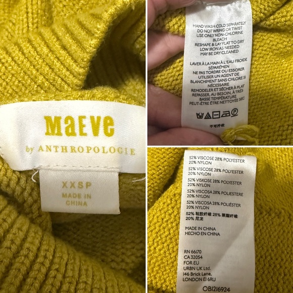 Maeve by Anthropologie Chartreuse Crystal Mock Neck Tunic Sweater Size XXSP - Picture 9 of 9